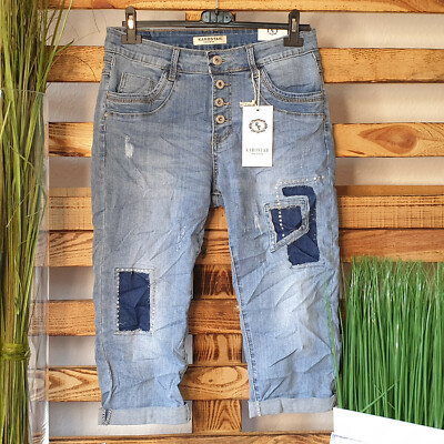 KAROSTAR BAGGY CAPRI-BERMUDA JEANS BOYFRIEND BLUE GR.38-48 KC6045 TOP STYLE
