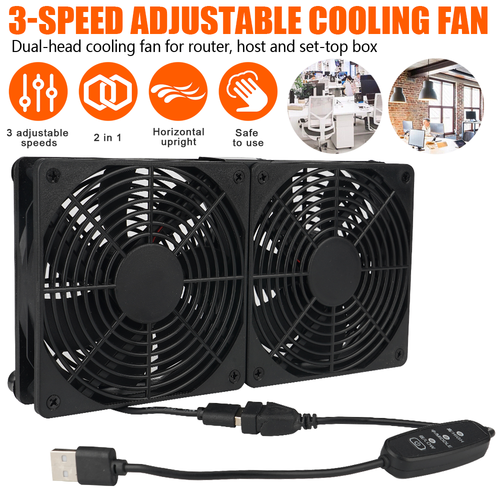 2 in 1 USB Ventilator 120mm Leise PC Gehäuselüfter Einstellbare Doppel Lüfter DE - Afbeelding 11 van 12