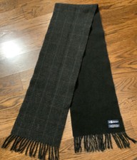 68 x9 Polo Ralph Lauren Italy Reversible Black Gray Luxe Plaid Scarf W Fringe