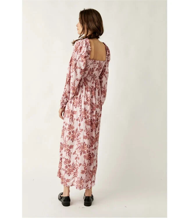 jaymes floral smocked long sleeve maxi dress Free People Jaymes Floral Smocked Long Sleeve Maxi Dress In Burgundy Combo