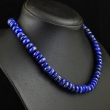 417 Cts Earth Mined Blue Lapis Lazuli Rondelle Beads Womens Necklace JK 22E385