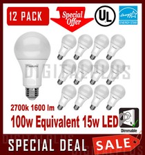 12 LED Light Bulbs MAXLITE 15W 1600 Lumens Soft White 2700K A19 E26 Dimmable 