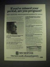 1988 First Response Pregnancy Test Ad - Missed Period