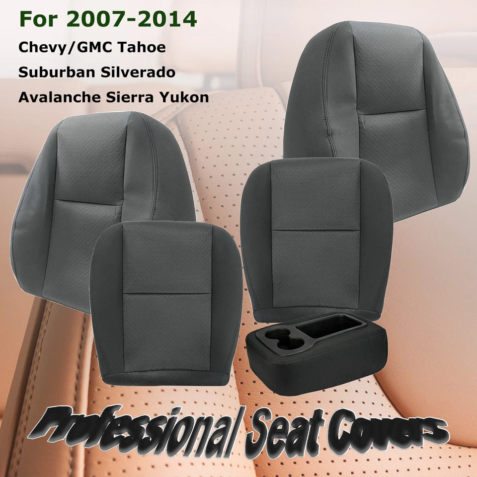 Черный верхний нижний тканевый чехол на сиденье для Chevy Silverado 1500 2500HD 3500HD 2007-14 - Изображение 2 из 4