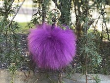 RACCOON FUR 7 Inch bag charm pom pom keychain purse pendant Hardware