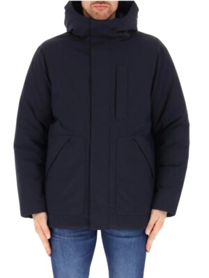 Technischer Stoff Parka mit verstellbarer Logo-Kapuze mit Kordelzug, Farbe...