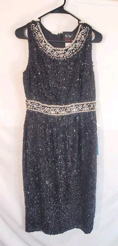 Mac Duggal 10739 Damen 8 VERZIERT Perlen Pailletten ÄRMELLOS schwarz KLEID Neu - Bild 4 von 11