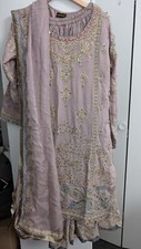 Laam Designer Pakistani Sharara Suit Wedding 3-piece Medium Large 10 NWT