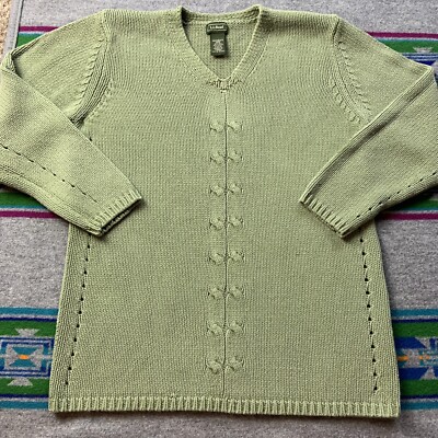 LL Bean Womens 80/20 Silk/cotton Knit Sweater Pea Green Size
