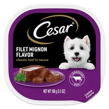 CESAR Filet Mignon Dog Food 24 Count Gourmet Soft Loaf in Sauce 3.5 oz Trays