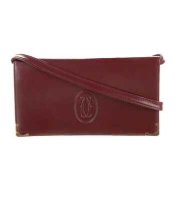 Authentic CARTIER Shoulder Bag Bordeaux 100% Leather Elegant Classic Purse