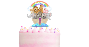 Personalised Noah S Ark Cake Topper Name Age Birthday Decoration