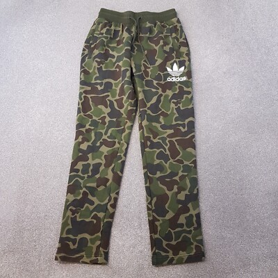 Adidas Mens Tracksuit Bottoms Small Green Camo Originals Fleece
