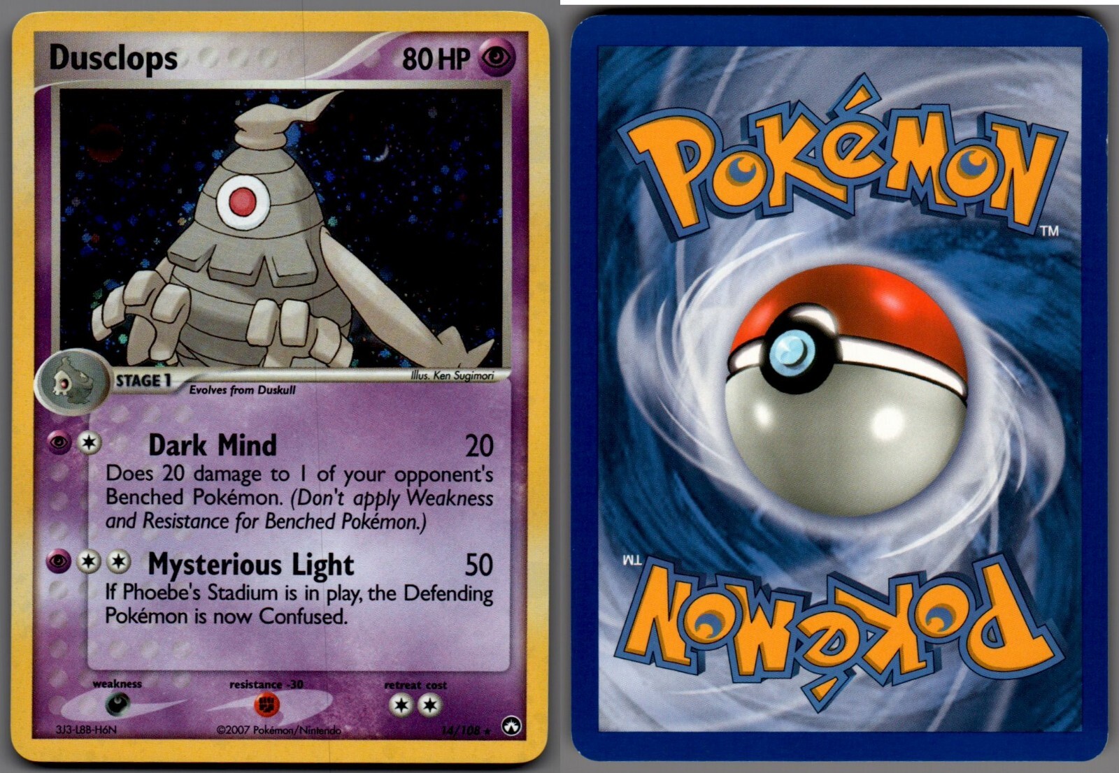 2007 Pokemon, EX Power Keepers Deck Exc, #14/108 Dusclops, Holo Rare (c)