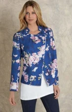 Soft Surroundings Heavenly Soft Botanical Raw Edge Asymmetrical Jacket Size 14