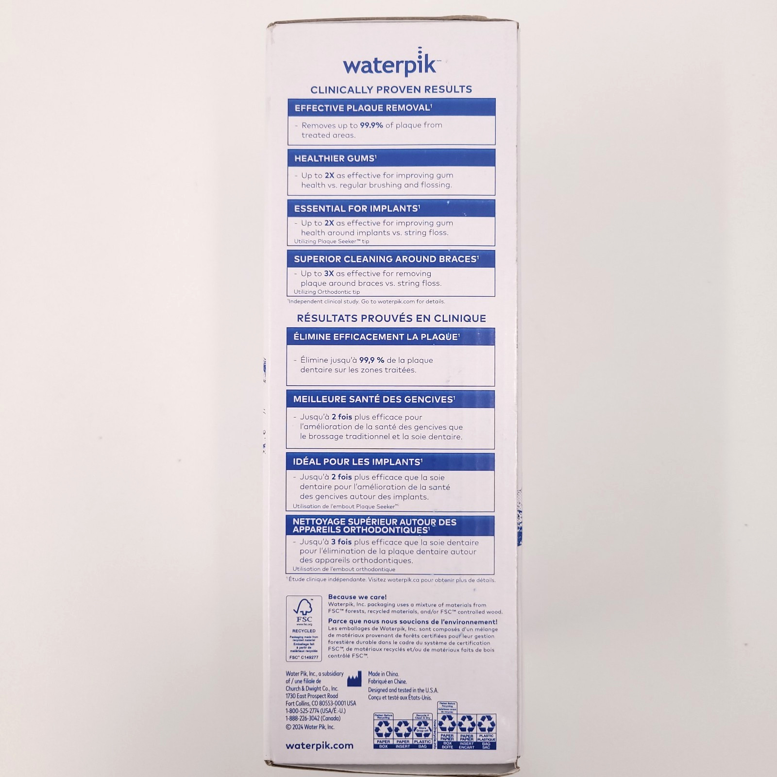 Waterpik Waterflosser Cordless Pearl WF-13W White Portable Teeth Gums Brace