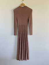 Portmans lurex Dress Size Small S Metallic Stripe Long Sleeve Stretch High Neck