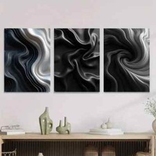 3pcs Modern Abstract Black and White Stylish Wall Art Canvas Unframed/Framed