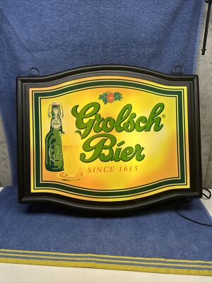 特大 ビンテージ パブミラー GROLSCH グロールシュ ビールサイン 壁掛け GROLSCH IMPORTED BEER HANGING LIGHT UP SIGN TWO SIDED PUB 22.5X18