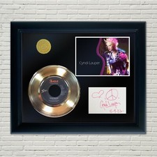 Cindy Lauper Framed 45 Gold Record Reproduction Signature Display