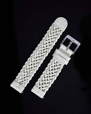 Ecclissi 18mm x 18mm White Leather Weave Strap original Buckle 23290 463249