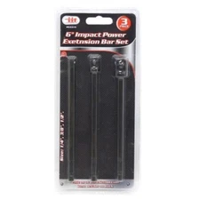 3pc 6" Socket Impact Power Extensions Bar Bits Set 1/4" 3/8" 1/2" Adapters 53315