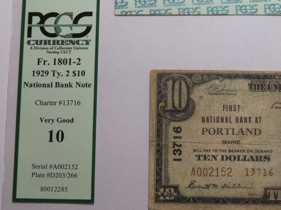 $10 1929 Portland Maine ME National Currency Bank Note Bill Charter #13716 PCGS - Image 3 of 4