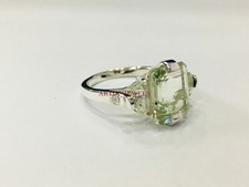 Natural Green Amethyst Gemstone with 925 Sterling Silver Ring for Women's 4367