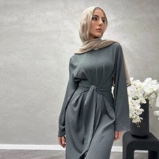Dubai Women Evening Long Dress Abaya Elegant Kaftan Modest Muslim Robe Arab Gown