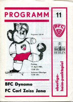 Programmheft, BFC Dynamo - FC Carl Zeiss Jena, Oberliga-Heimpunktspiel 1987 /32