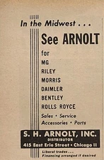 Arnolt Erie Street Chicago IL Imports Sports Cars MG Riley Vintage Print Ad 1952