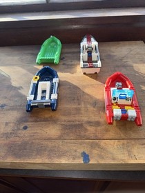 LEGO Lot Of 4 Ship Hulls Fire City Police Fishing Used Lot Partially Built