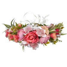 Women Floral Crown Boho Flower Headband Hair Wreath Floral Halo Headpiece with R