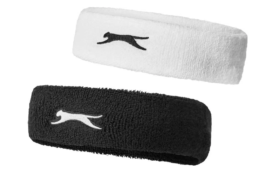 Slazenger Swoosh Bandeau De Transpiration Noir Blanc Stretch Fit - Photo 1/4