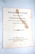 ALTES BUCH EINWEIHUNG BÜSTE HIPPOKRATES MEDIZINISCHE SCHULE MONTPELLIER 1801