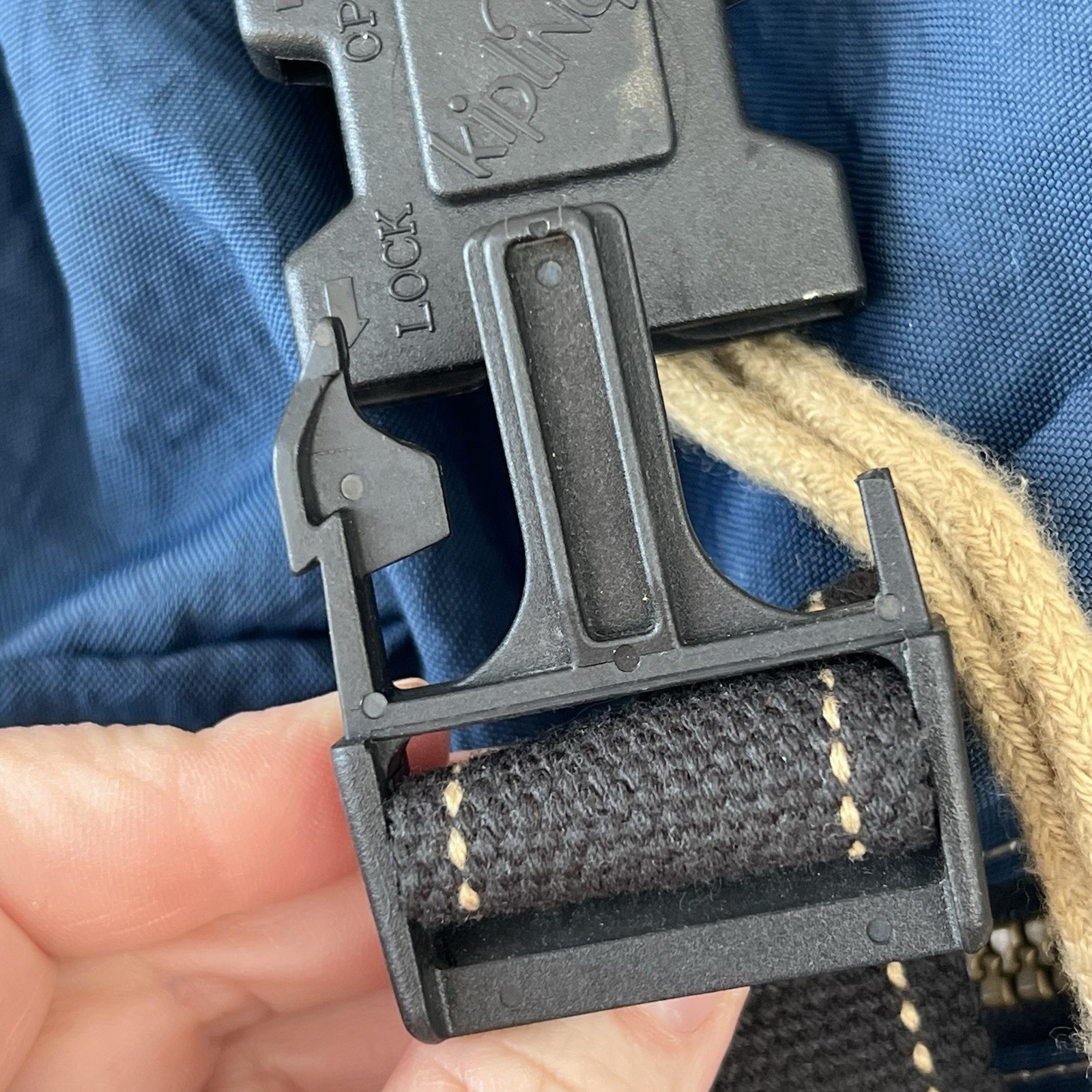 Kipling Y2K Backpack Blue Drawstring Side Zip Wat… - image 5