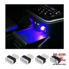 Augeny 4 PCS USB LED Car Interior Atmosphere Lamp, Plug-in USB Decor Night Blue