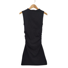 Quince Women Stretch Cotton Jersey Mock Neck Mini Dress TRUE Black S