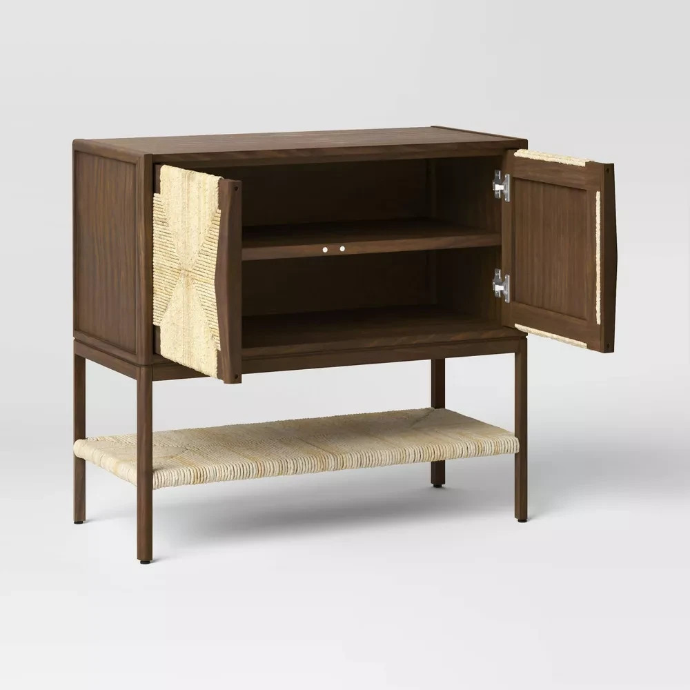 Withania 2 Door Cabinet - Threshold, Vintage Woven Accent, Wood