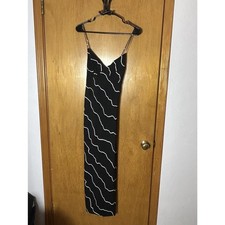 Madewell The Layton Midi Slip Dress in Squiggle Print True Black/White Sz. 6 NWT