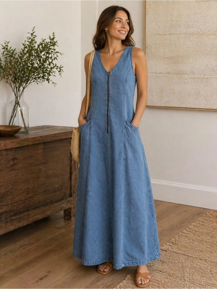 Denim Long Petites Dresses for Women for sale | eBay