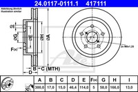ATE 2X Bremsscheibe Hinten Ø300 Mm BelüFtet FüR Subaru Outback BS 2.5 AWD 2.0 D