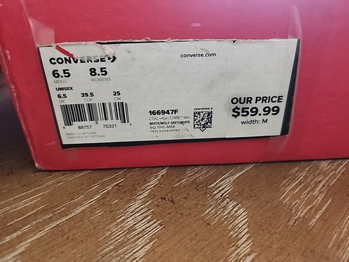 Converse Shoes Mens 6.5 Womens 8.5 Mid Top Street Sneaker 166947F White Canvas - Picture 8 of 9