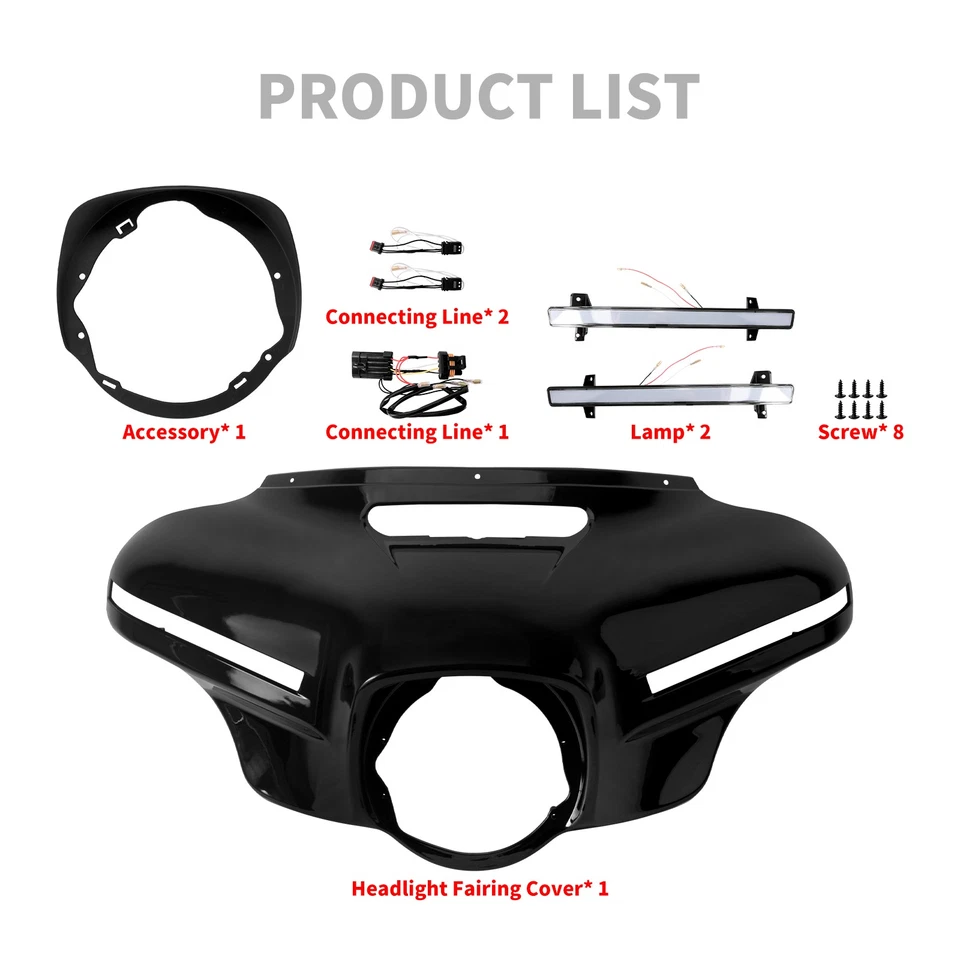 Cubierta de carenado de faros delanteros con luz para Electra Glide Ultra Classical 14-19 Foto 2 de 4