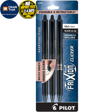 Pilot FriXion Ball Clicker Erasable Retractable 3 Count Pack of 2 , Black