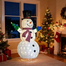 Christmas Snowman 5.7 FT Lighted Holding Small Tree for Holiday Party Decoration