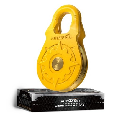 AUTMATCH Winch Snatch Block 18 T Winch Pulley Off Road Recovery, Yellow