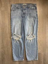Levi s 94 Baggy Wide Leg Jeans Womens W32 L31 Blue Distressed Denim Skater
