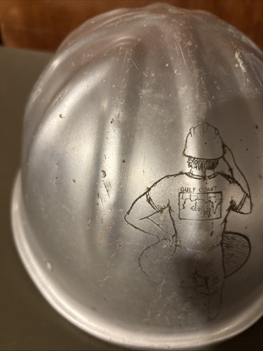 Hard Hat Vintage Oilfield Aluminum Hand Etched Roughneck Rick Metal Signed Adult - Picture 19 of 24