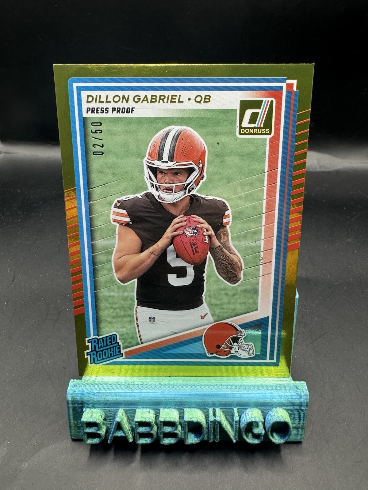 2025 Panini Donruss- Rated Rookie Dillon Gabriel #316 (RC) Gold Press Proof /50